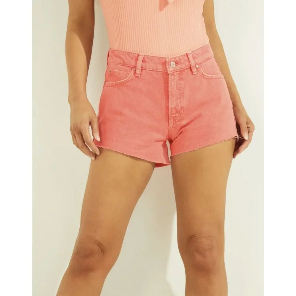 Guess Women’s Manila High Rise Short In Coral Size 31